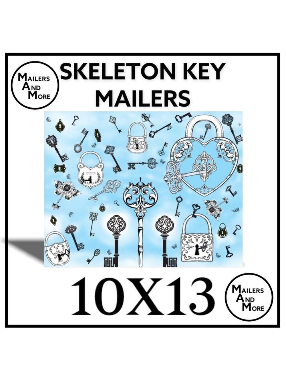 25 10X13 Poly Mailers Skeleton Key and Padlocks Shipping Envelopes PRICE IS FIRM - Picture 8 of 11